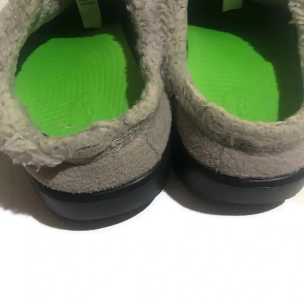 Oofos Oocoozie Mule Men's Comfort Recovery Slip On Shoes Gray  Sherpa Sz 11